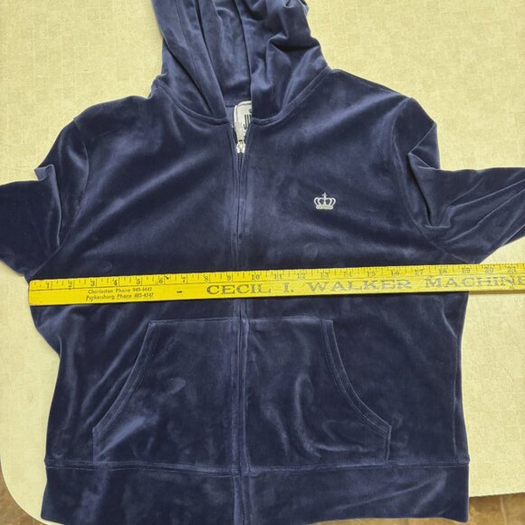 Juciy Couture Y2K Woman’s Velour Cropped Hoodie Regal Blue Size Medium - Picture 8 of 9